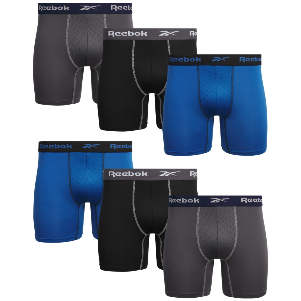 Reebok Men's Underwear - Active Performance Boxer Briefs (6 Pack)  Siz