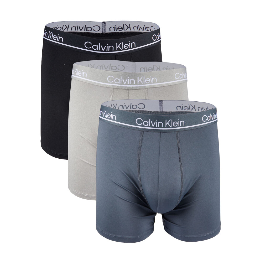 Calvin Klein Men`s Microfiber Stretch Boxer Briefs 3 Pack (X-Large  Bl