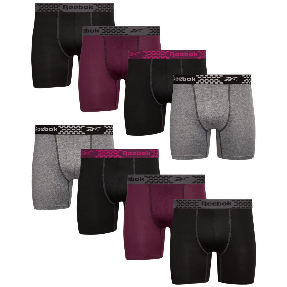 Reebok Men's Underwear - Performance Boxer Briefs (8 Pack)  Size Mediu