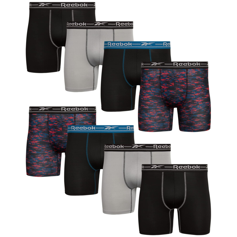 Reebok Men's Underwear - Performance Boxer Briefs (8 Pack)  Size Mediu