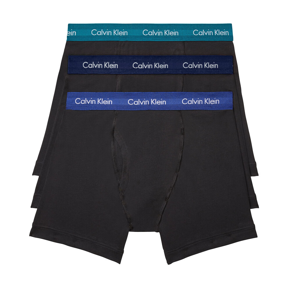 Calvin Klein Men's Cotton Stretch 3-Pack Boxer Brief  Black Bodies W/S