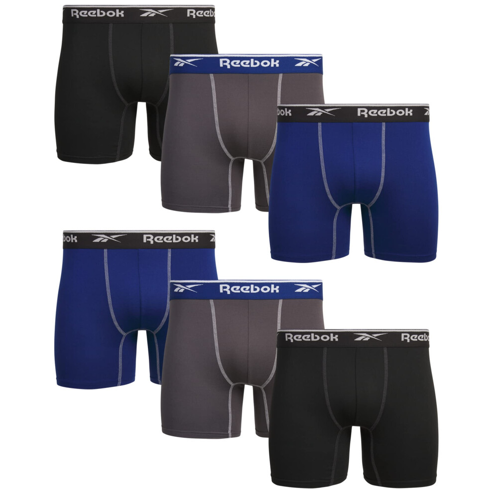 Reebok Men's Sport Soft Performance Boxer Briefs (6 Pack)  Size Large