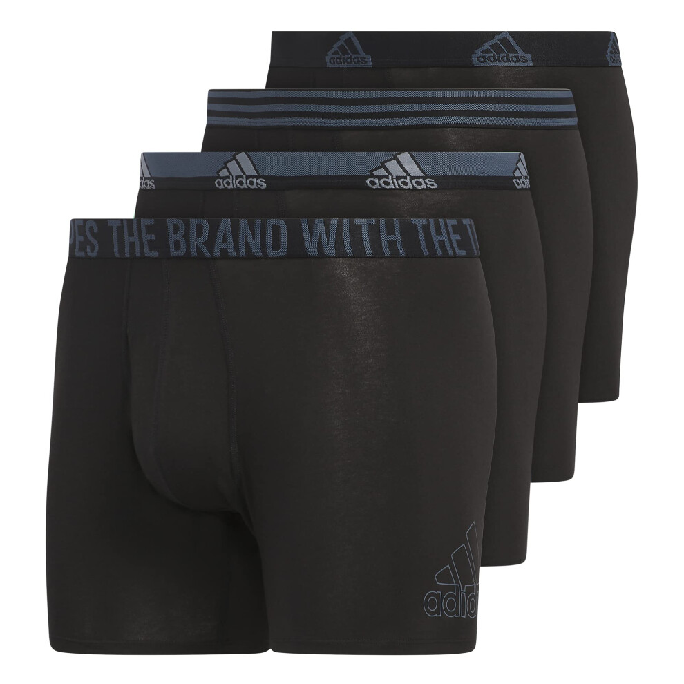 adidas Men's Stretch Cotton Boxer Brief Underwear (4-Pack)  Black/Onix