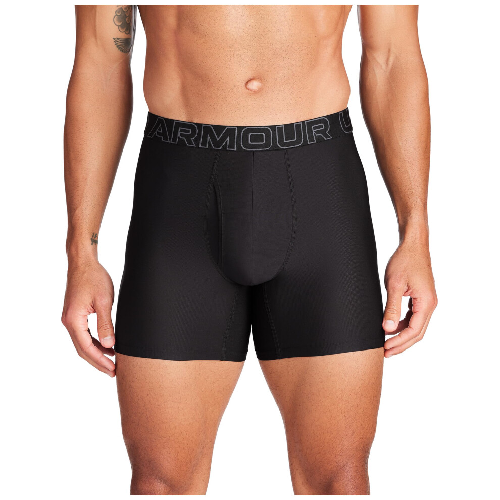 UA Performance Tech Mesh Boxerjock 6in 3 Pack  Black Solid - Core 3 Pa