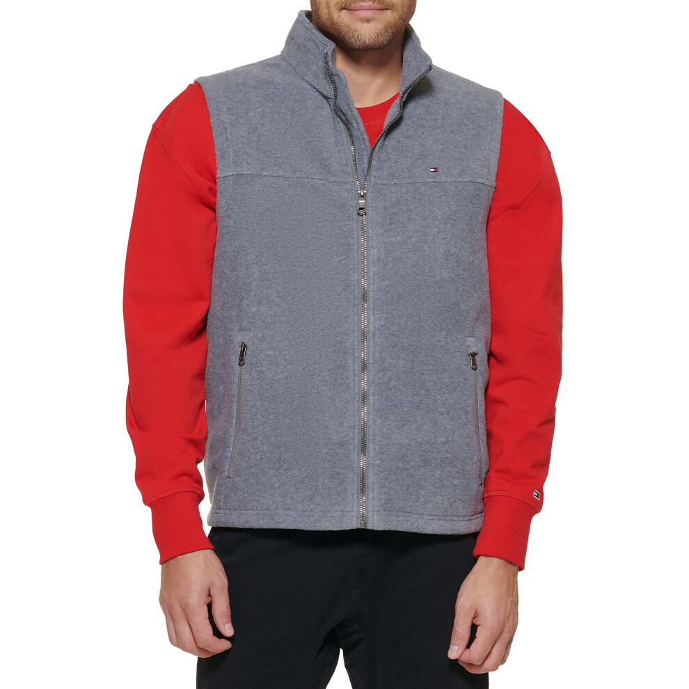 Tommy Hilfiger Men's Polar Fleece Vest  light grey  Small