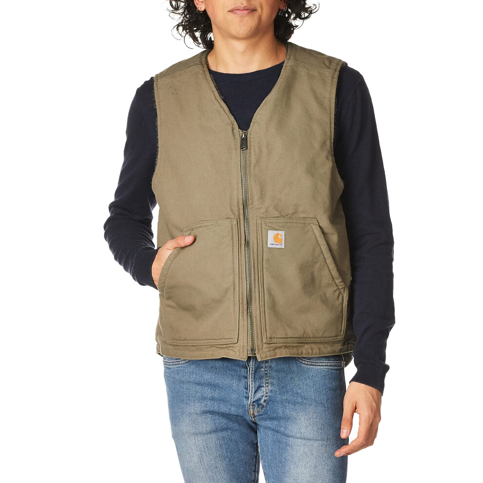 Carhartt Men's Relaxed Fit Washed Duck Sherpa-Lined Vest  Driftwood  S