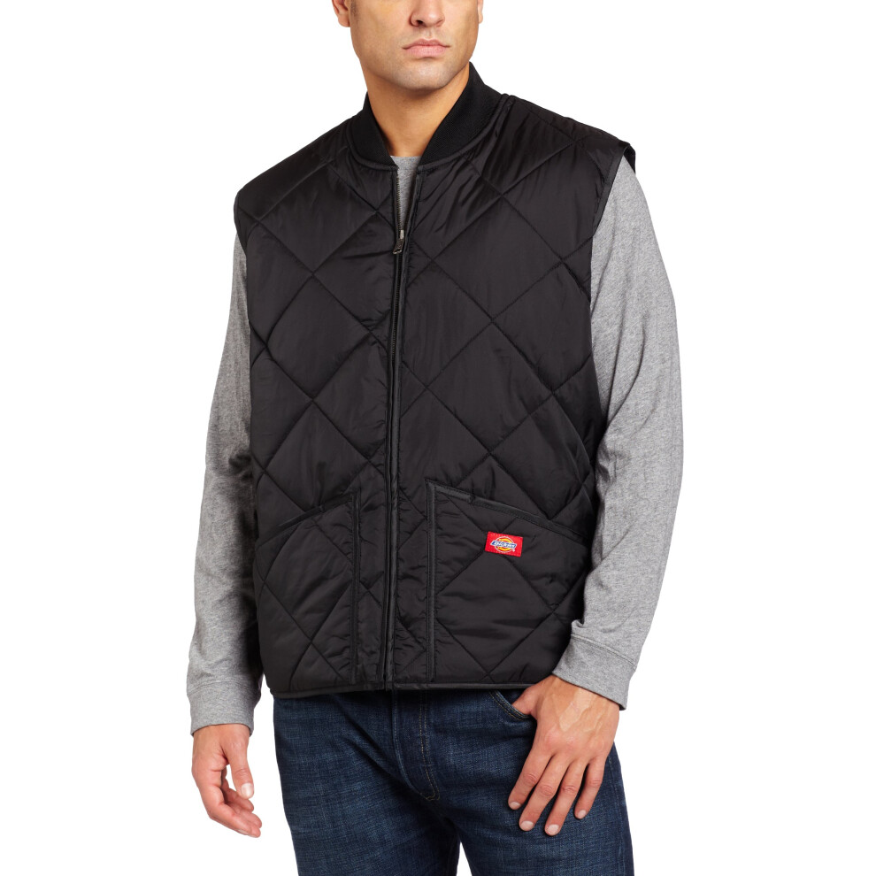 Dickies Men's Diamond Quilted Nylon Vest  Black  X-Large