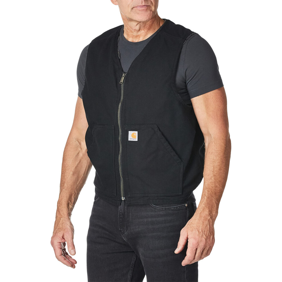 Carhartt Men's Relaxed Fit Washed Duck Sherpa-Lined Vest  Black  XX-La