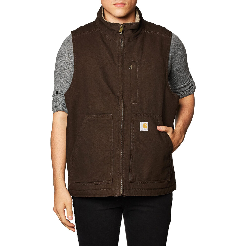 Carhartt Men's Sherpa Lined Mock-Neck Vest  Dark Brown  Large