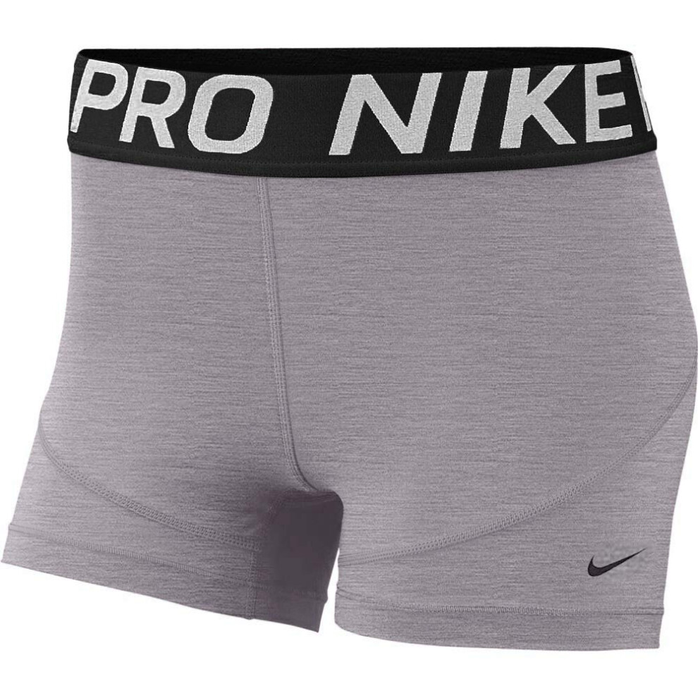 Nike Women's Pro 3"" Training Short (Gunsmoke/Heather/Black/Black  Sma