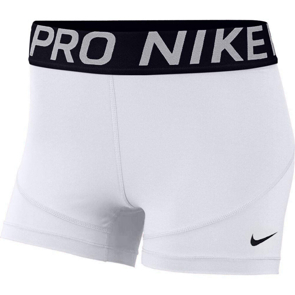 Nike Women's Pro 3"" Training Short (White/Black/Black  Small)