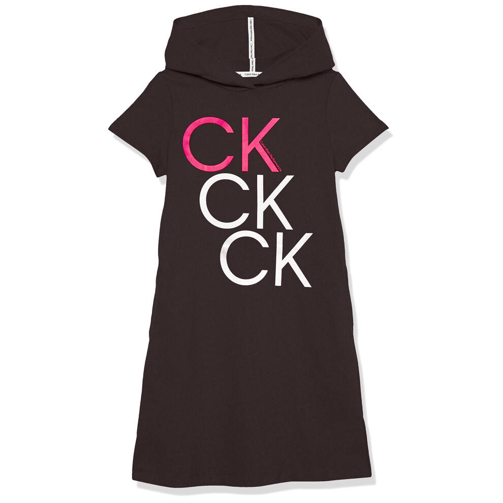 Calvin Klein Girls' Performance Logo Sweatshirt Dress  Fleece Hoodie w