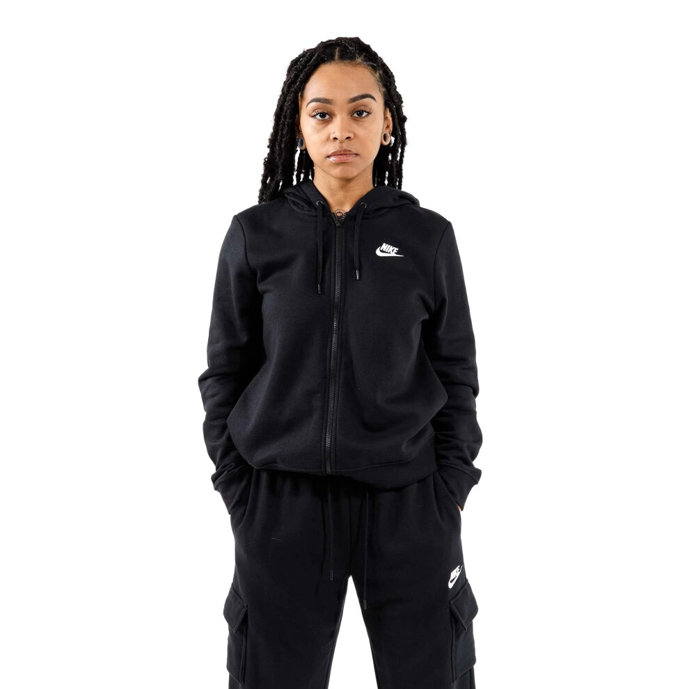 Nike Women's NSW Fleece Hoodie Full Zip Varsity  Black/Black/White  Sm