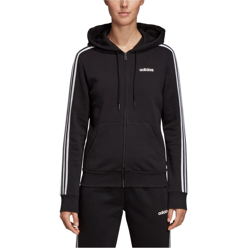 adidas Women's Essentials Women's 3-Stripes Fleece Hoodie  Black/White