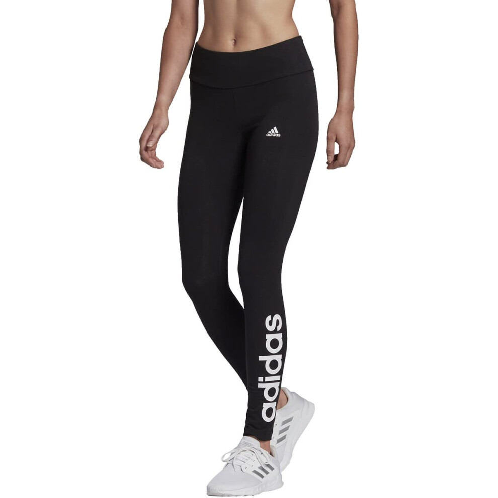 adidas womens Linear Leggings Black/White 1X