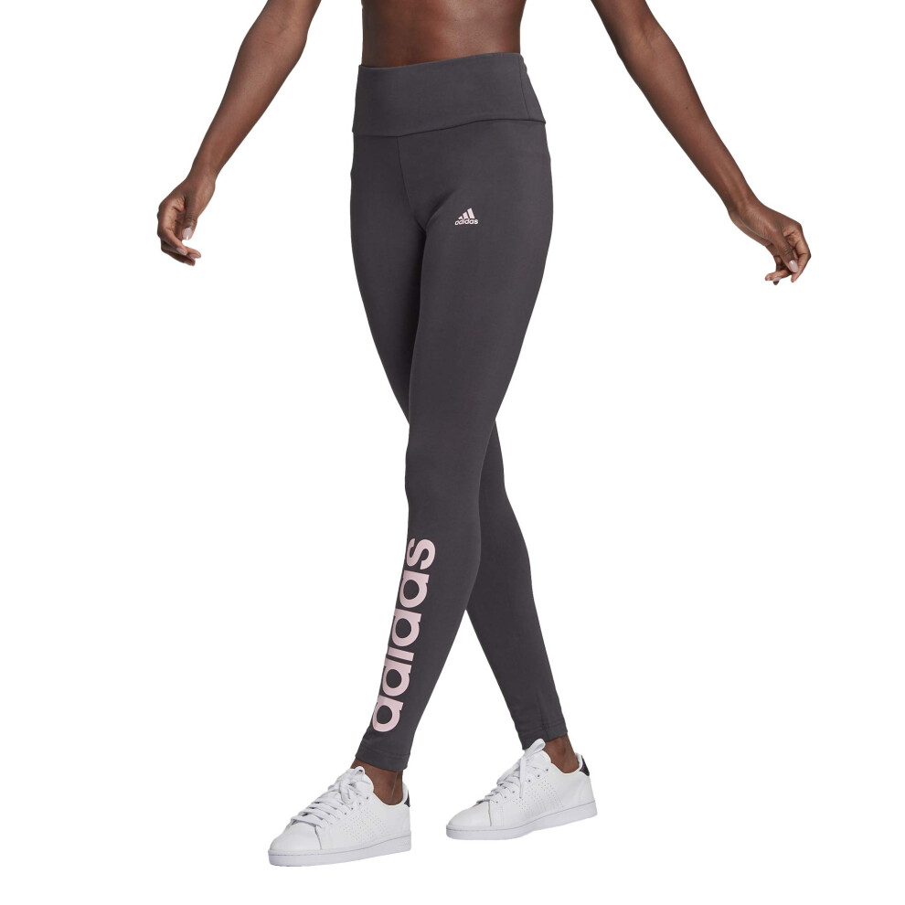 adidas womens Linear Leggings Solid Grey/Clear Pink X-Large