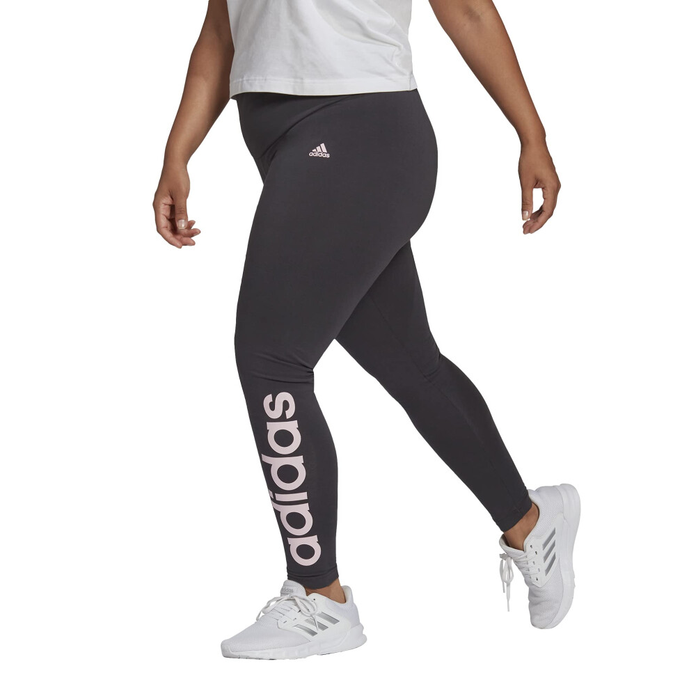 adidas womens Linear Leggings Solid Grey/Clear Pink X-Small