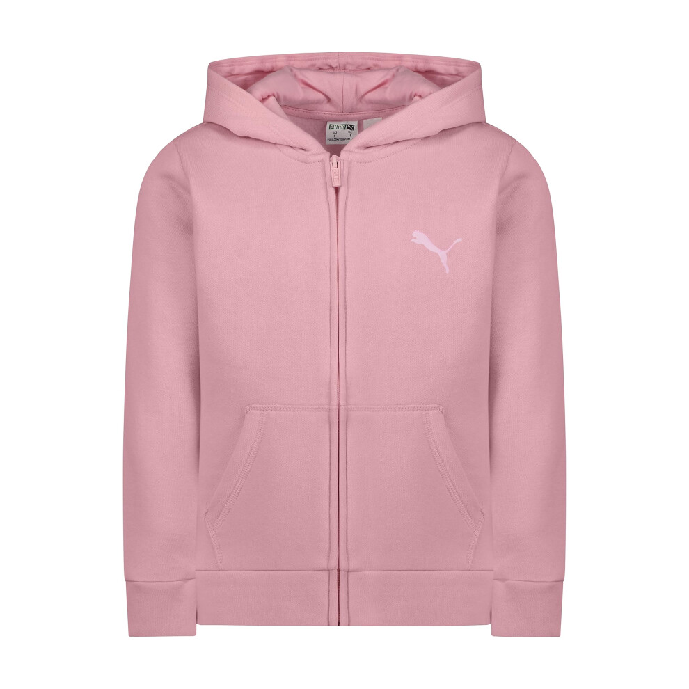 PUMA girls Core Logo Zip Up Hoodie Hooded Sweatshirt  Light Pink  X-La