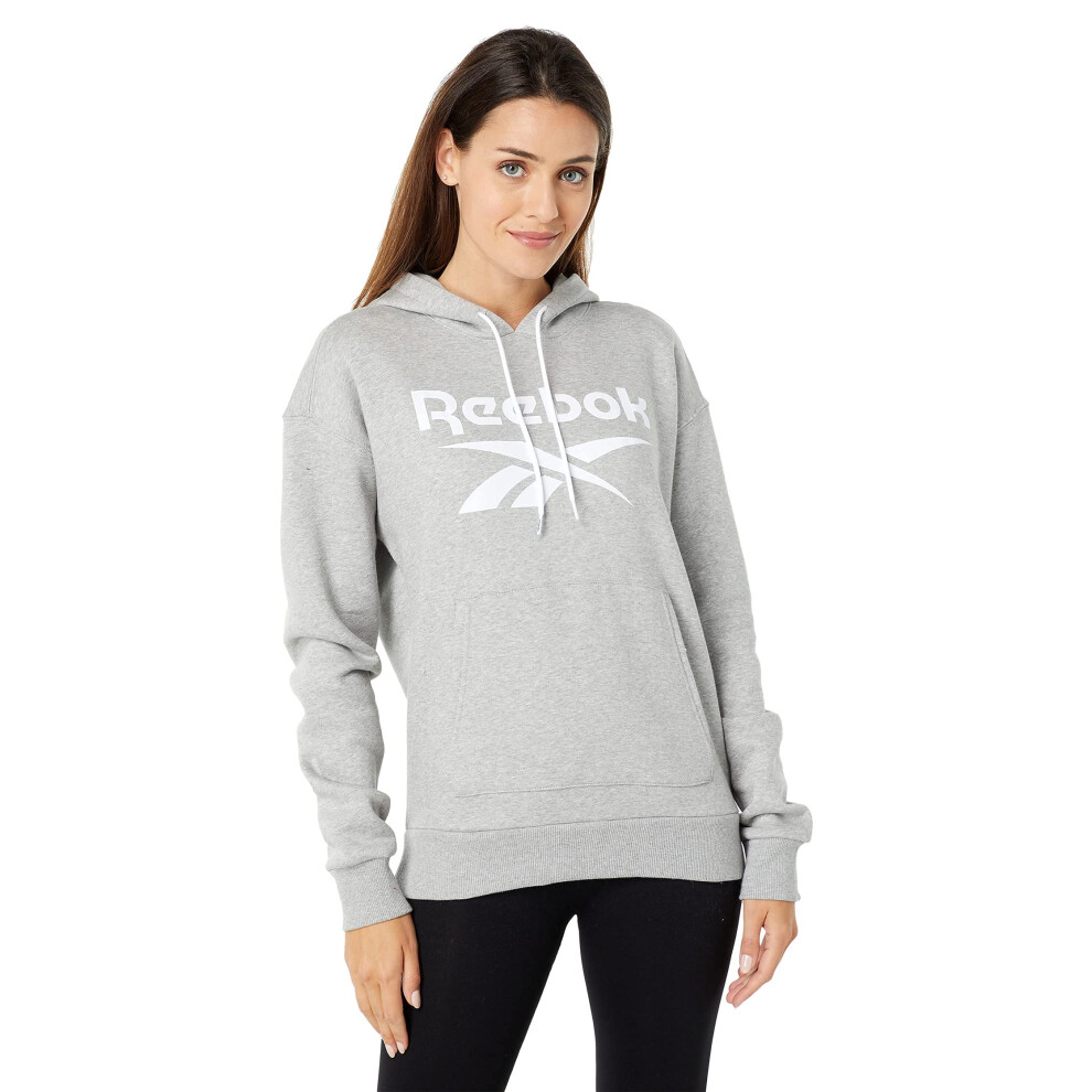 Reebok Women's Standard Pullover Hoodie  Medium Heather Grey/Big Logo