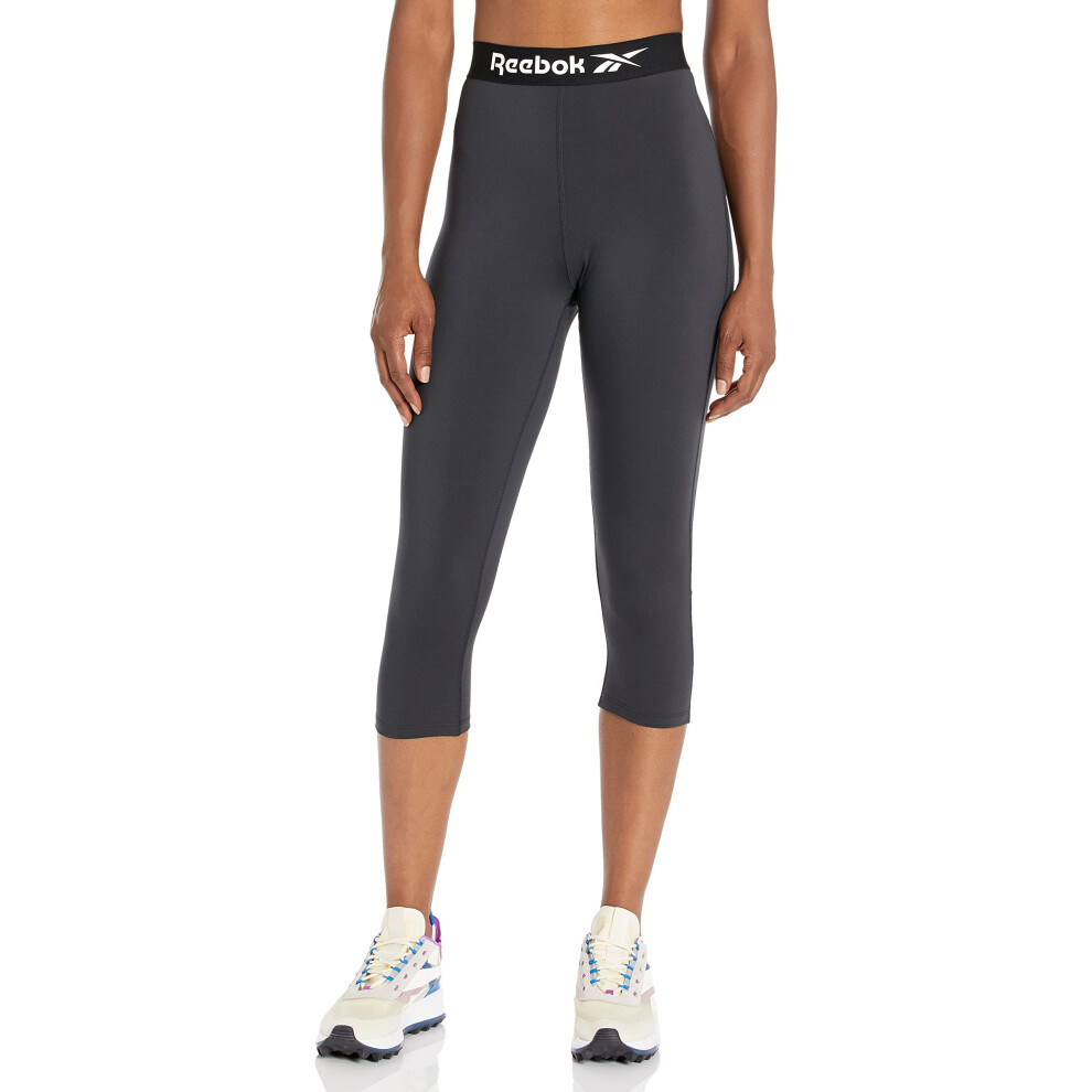 Reebok Women's Standard Workout Ready Capri Leggings  Night Black/Whit