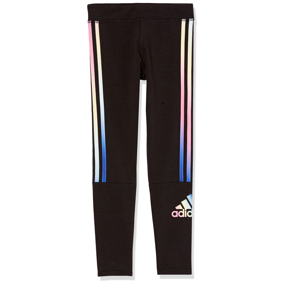 adidas Girls' Active Sport Logo 7/8 Legging Tights  Black with Multico