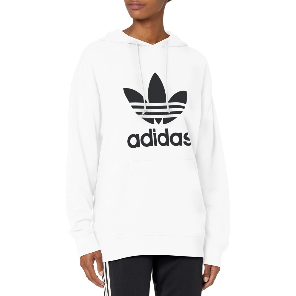 adidas Originals Women's Adicolor Trefoil Hoodie  White  Small