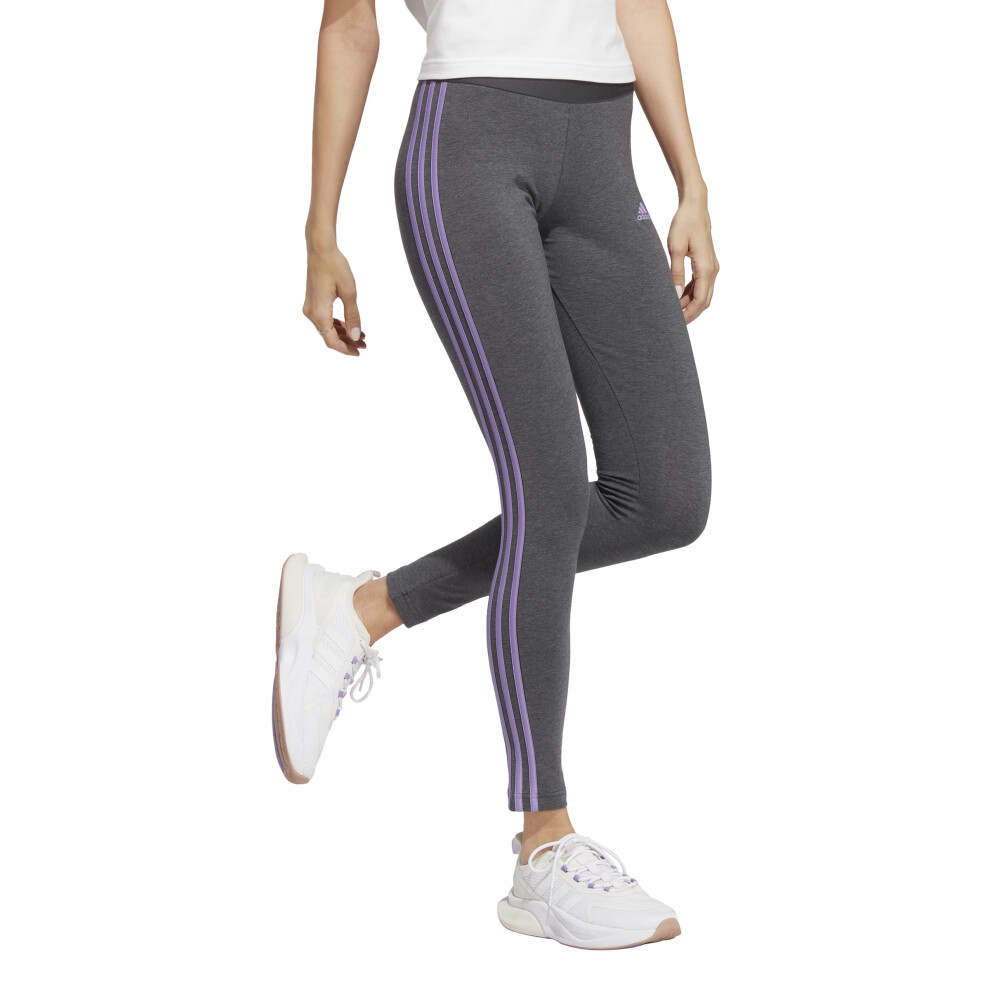 adidas Women's Essentials 3-stripes Leggings  Dark Grey Heather/Violet