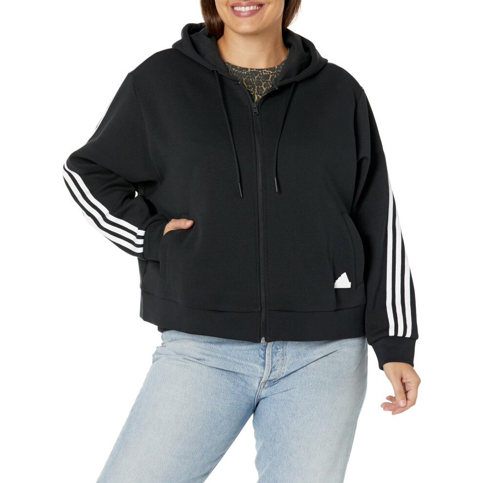 adidas Women's Future Icon Three Stripes Full-Zip Hoodie  Black  Large