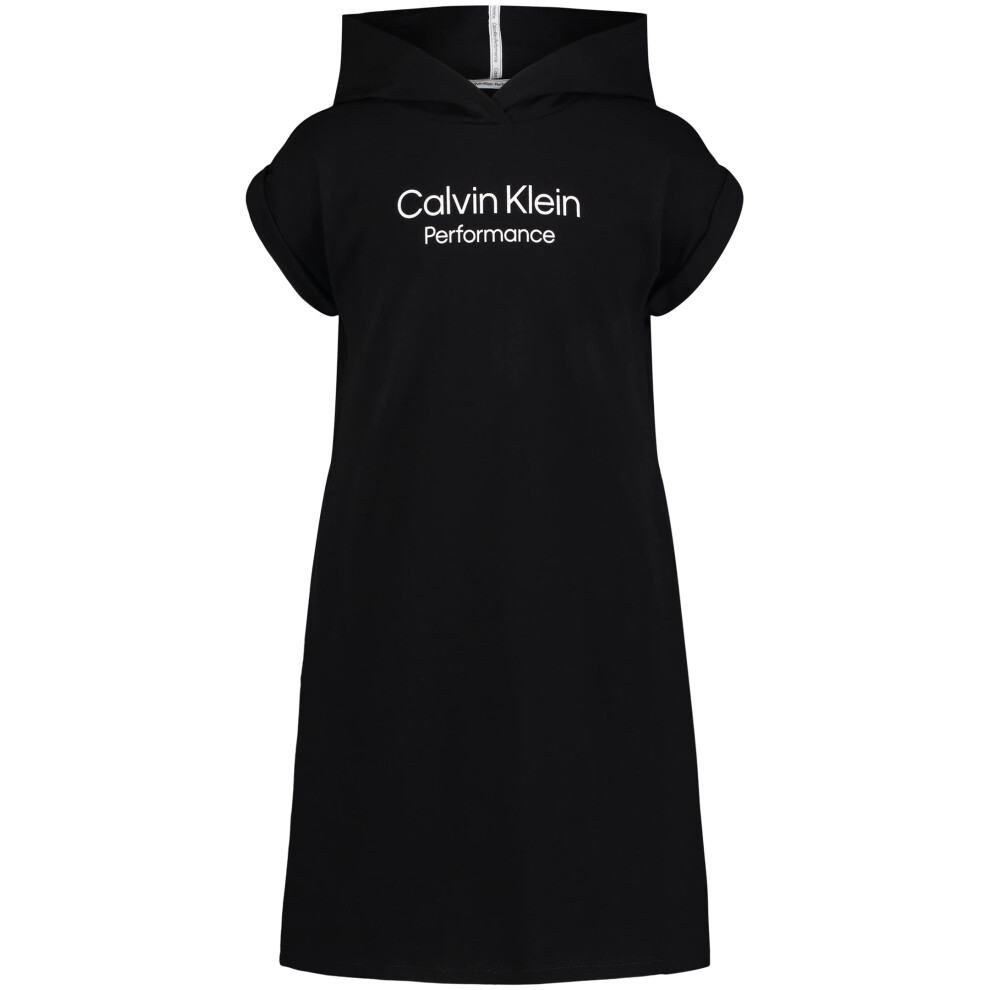 Calvin Klein Girls' Performance Logo Sweatshirt Dress  Fleece Hoodie w