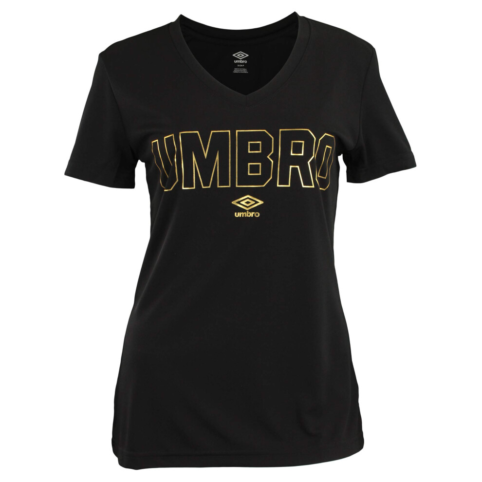 Umbro Women's Gold Short Sleeve Top  Black  X-Large