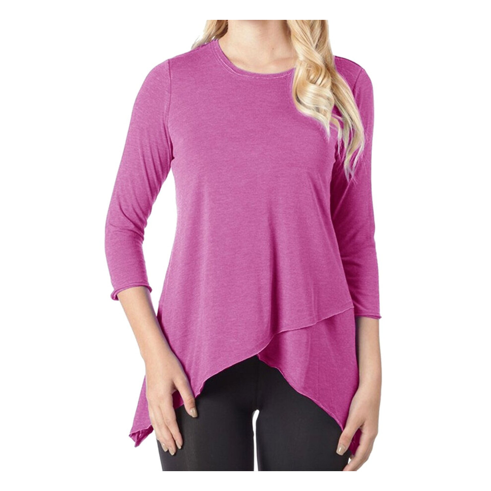 Calvin Klein Performance Womens Jersey Asymmetric Casual Top Purple M