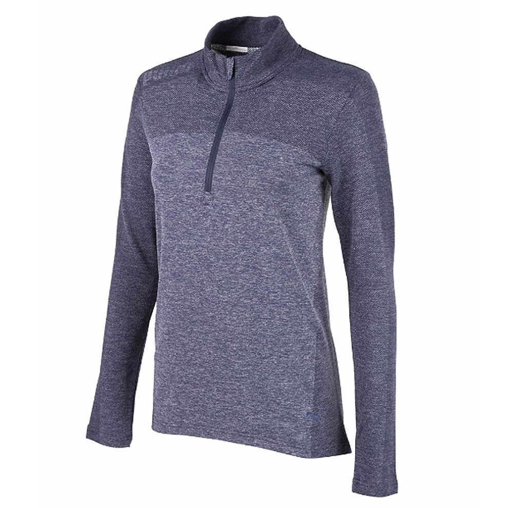 Puma Golf Women's 2018 Evoknit Seamless 1/4 Zip Outwear  Peacoat  Smal