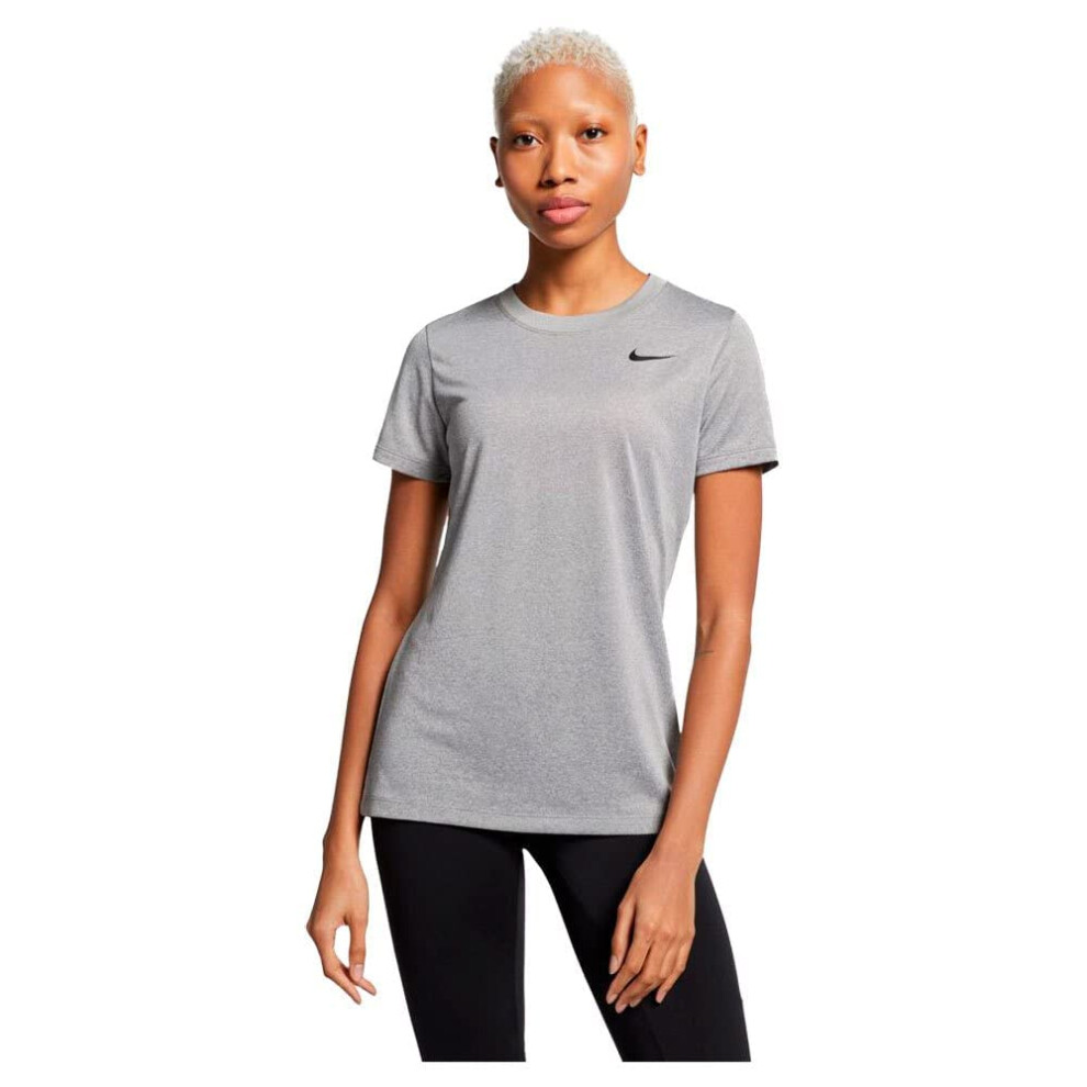 Nike Women's Dry Legend Training T Shirt Dark Grey Heather/Black Size