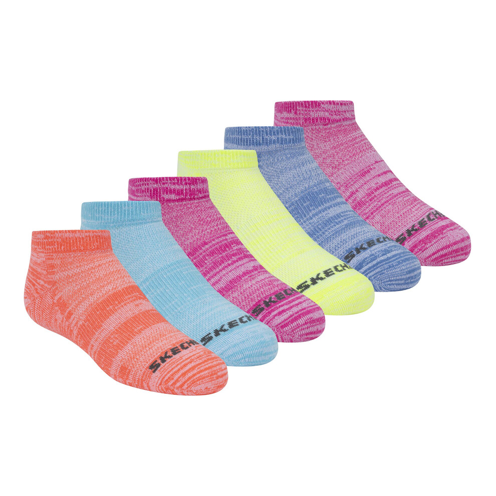 Skechers girls 6 Pack Low Cut Running Socks  Bright Combo  7-8.5 US