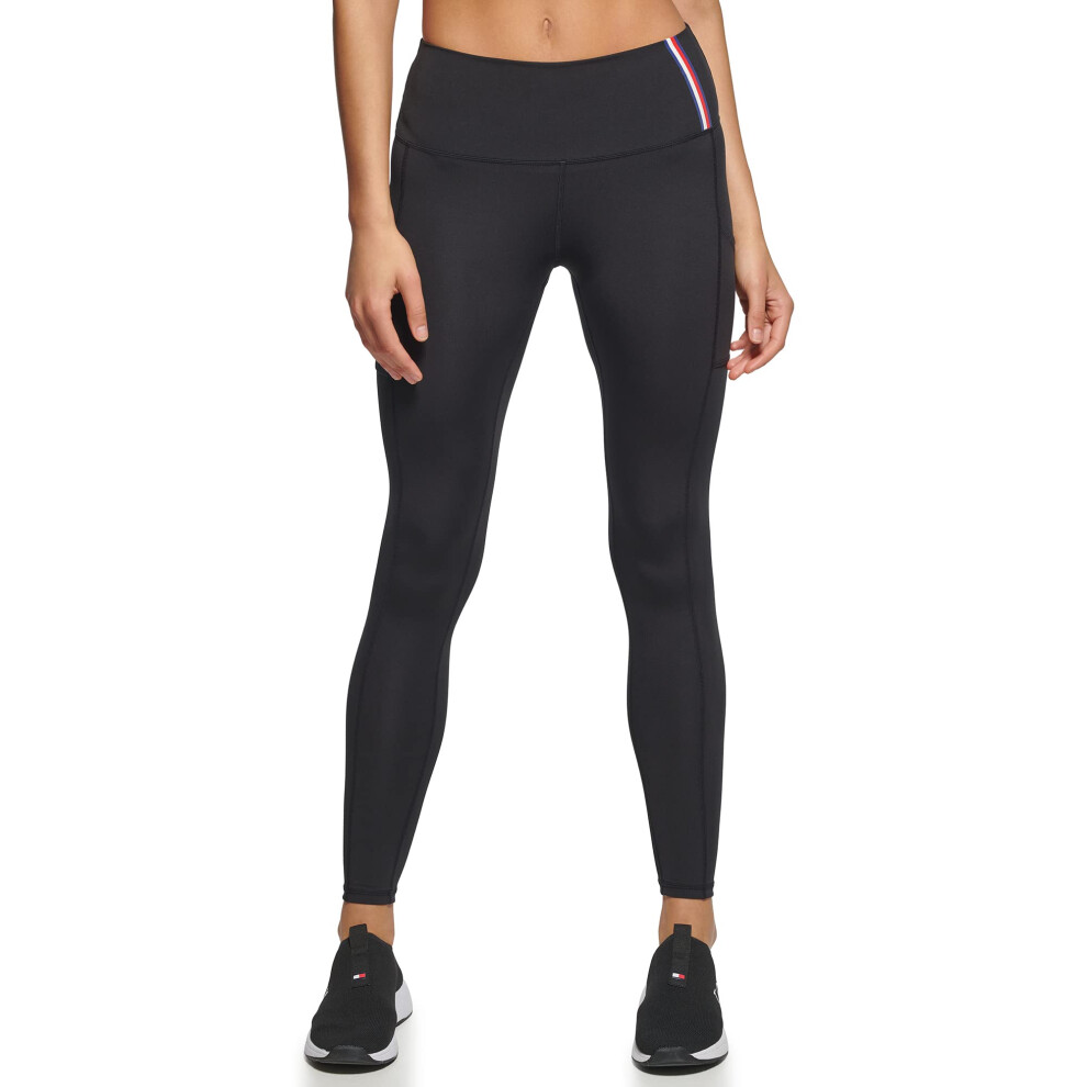 Tommy Hilfiger Women's Performance Workout High Waisted Leggings  Blac