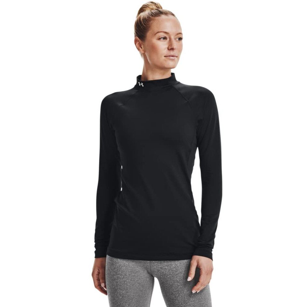 Under Armour Womens Authentics Mock Neck T-Shirt  Black (001)/White  S