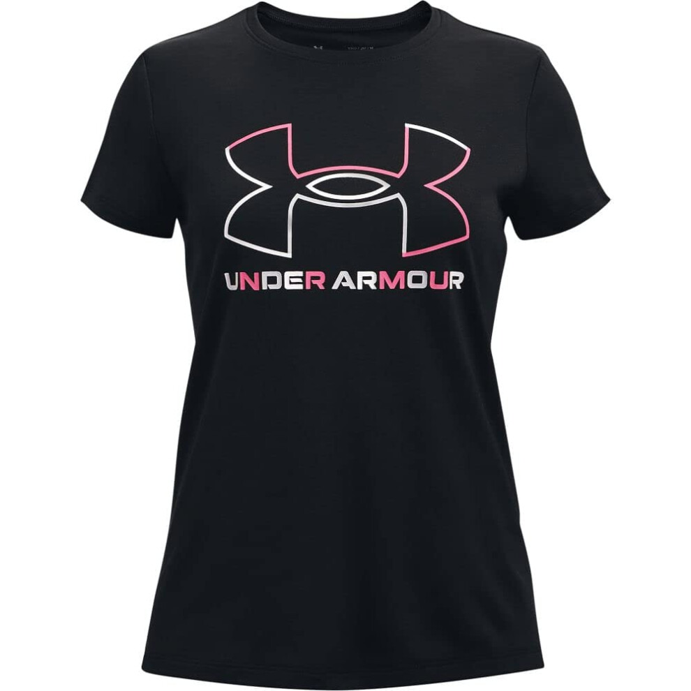 Under Armour girls Tech Big Logo Short Sleeve T-Shirt  Black (001)/Whi