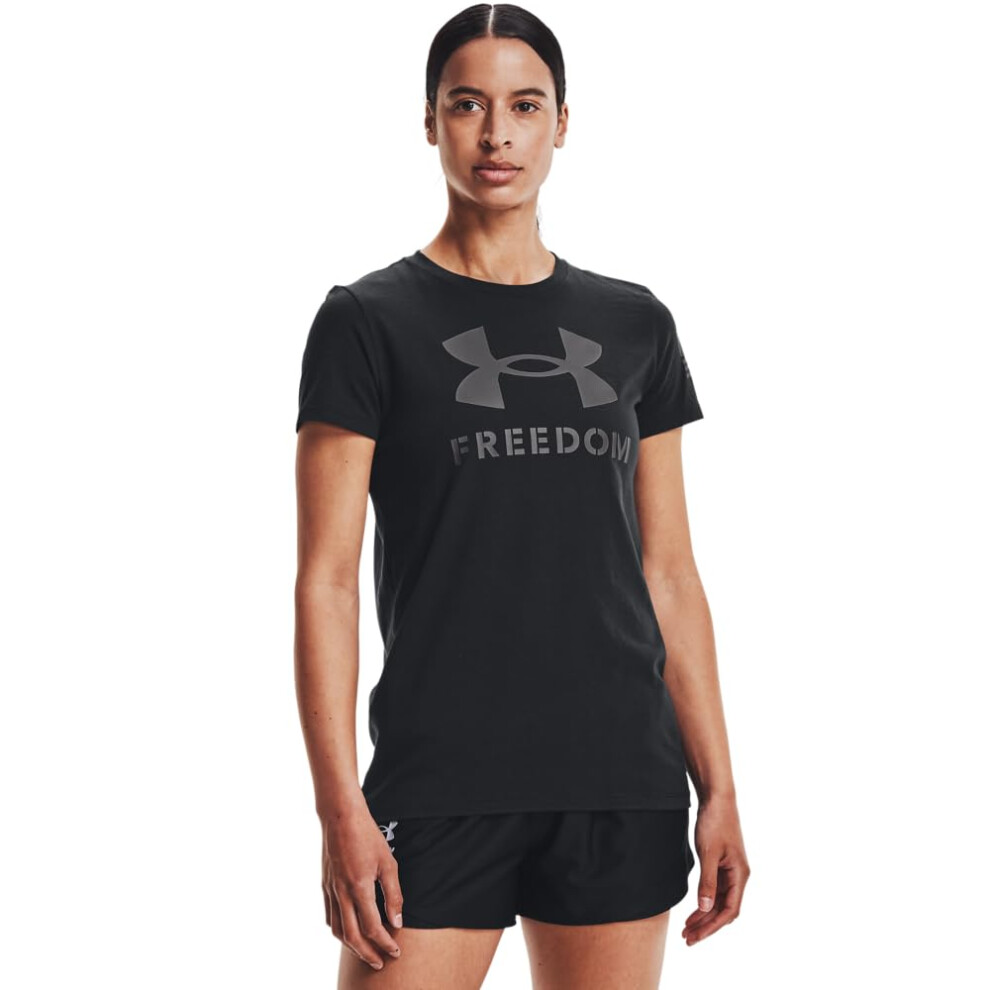 Under Armour Womens New Freedom Logo T-Shirt  Black (001)/Graphite  Sm