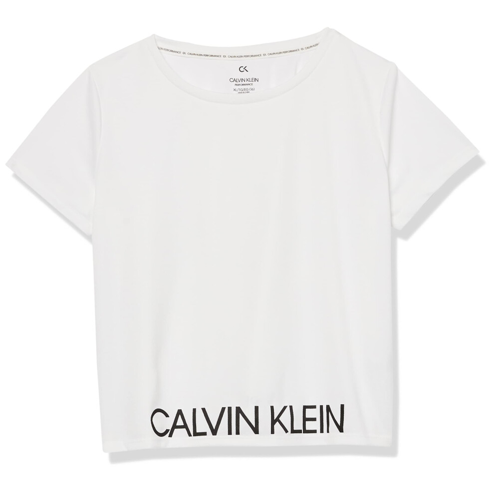 Calvin Klein Girls' Short Sleeve Performance T-shirt  Crew-neck Neckli