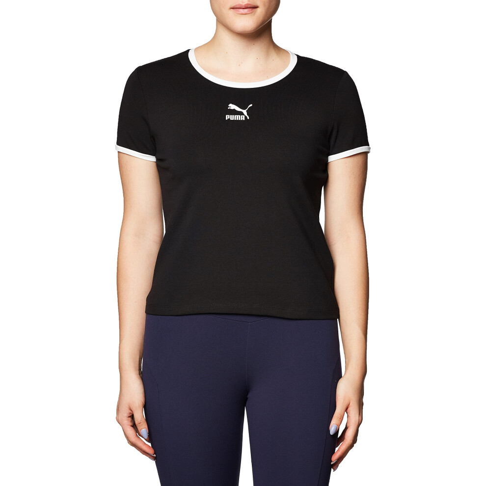 PUMA Women's Classics Fitted Tee  Black  Large