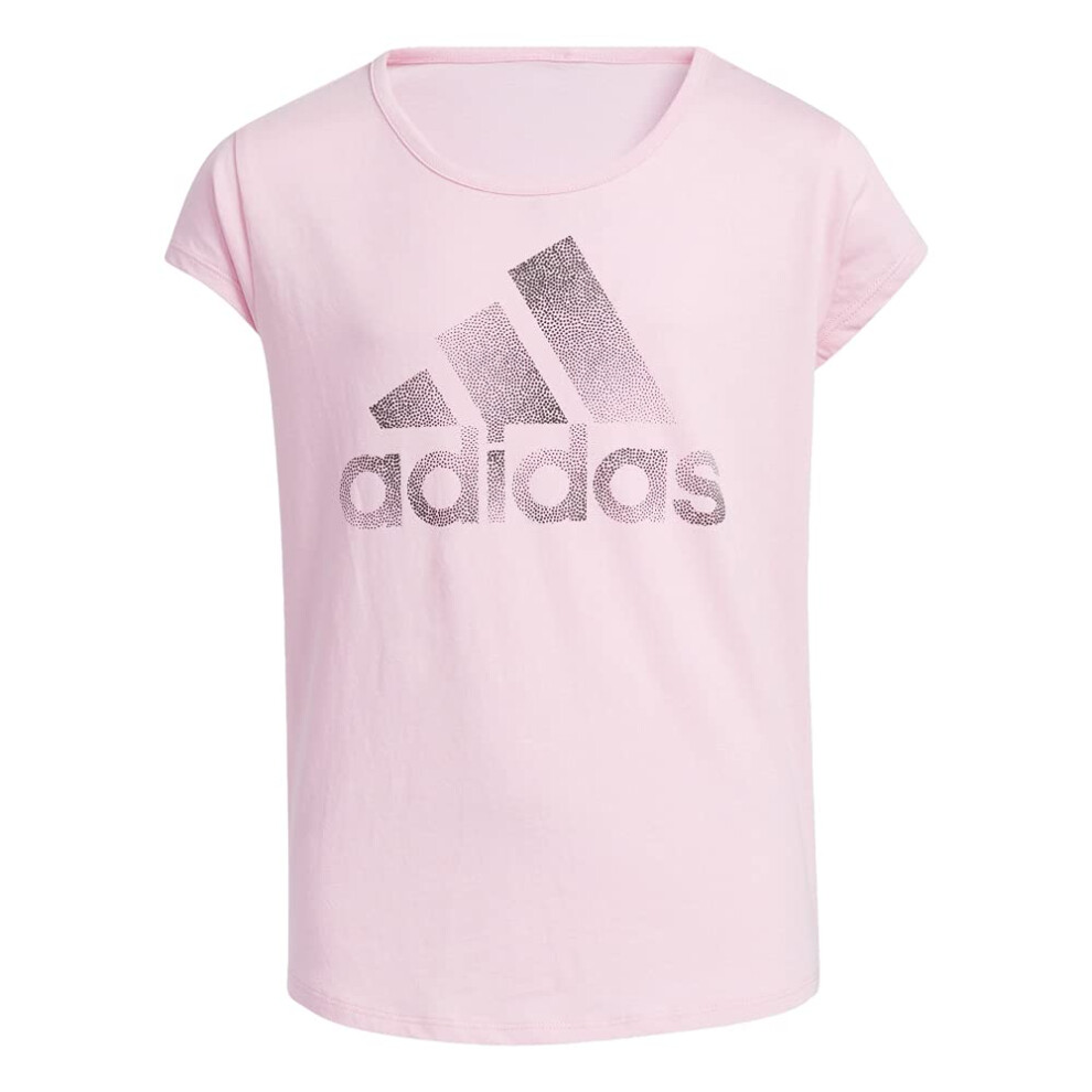 adidas Girls' Short Sleeve Scoop Neck Tee  Light Pink  X-Large