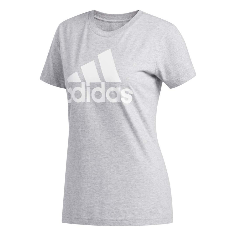 adidas Women's Badge of Sport Tee  Medium Grey Heather/White  X-Small