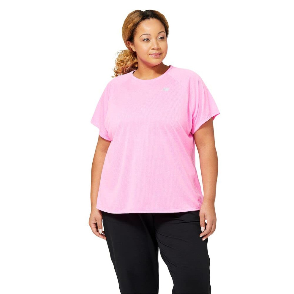 New Balance Women's Impact Run Short Sleeve  Vibrant Pink Heather  3X