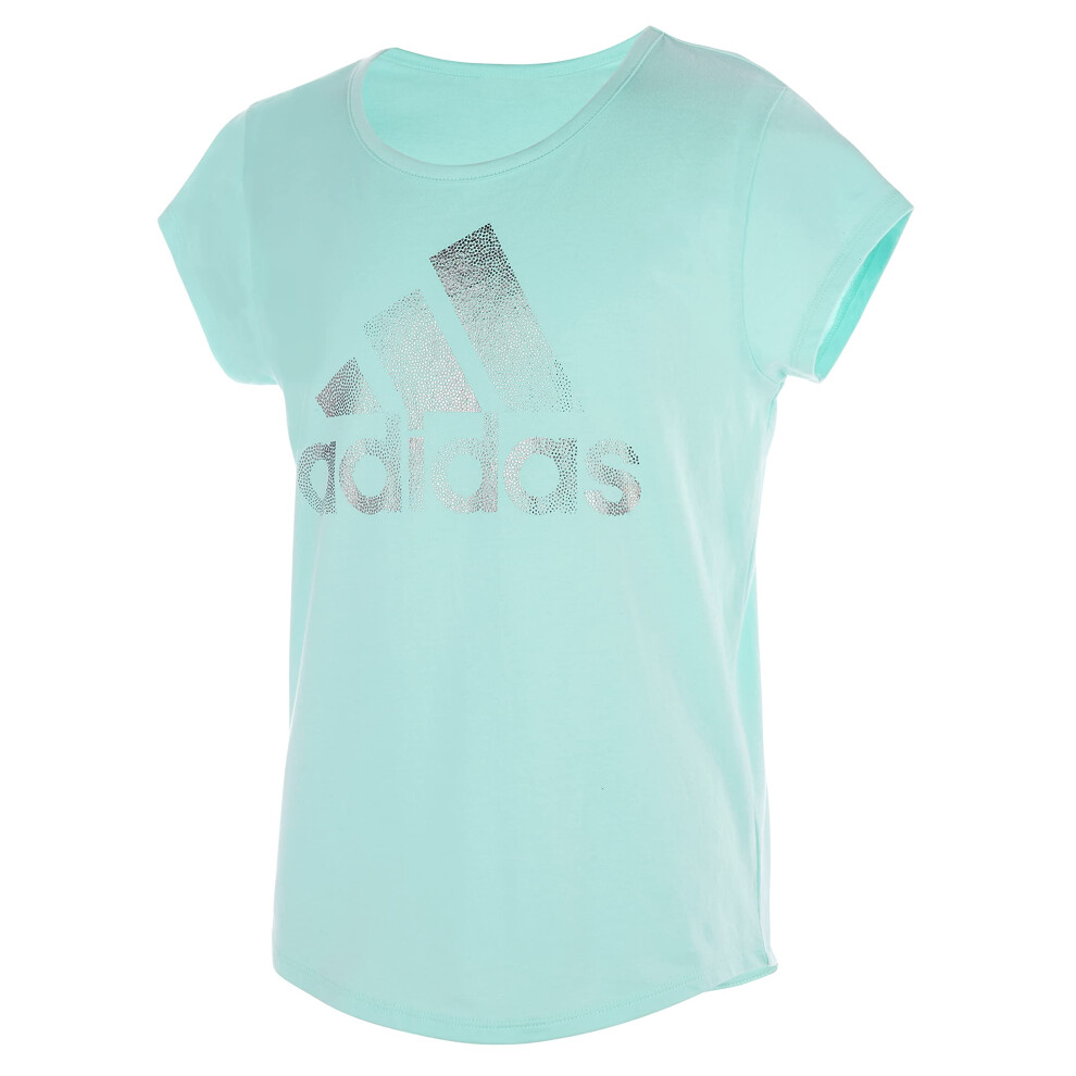 adidas girls Short Sleeve Cotton Scoop Neck Tee T-shirt T Shirt  Clear