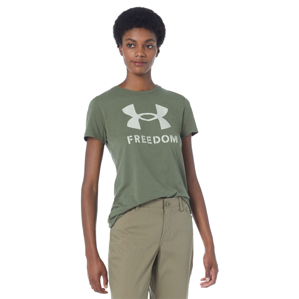 Under Armour Womens New Freedom Logo T-Shirt  (391) Marine OD Green /