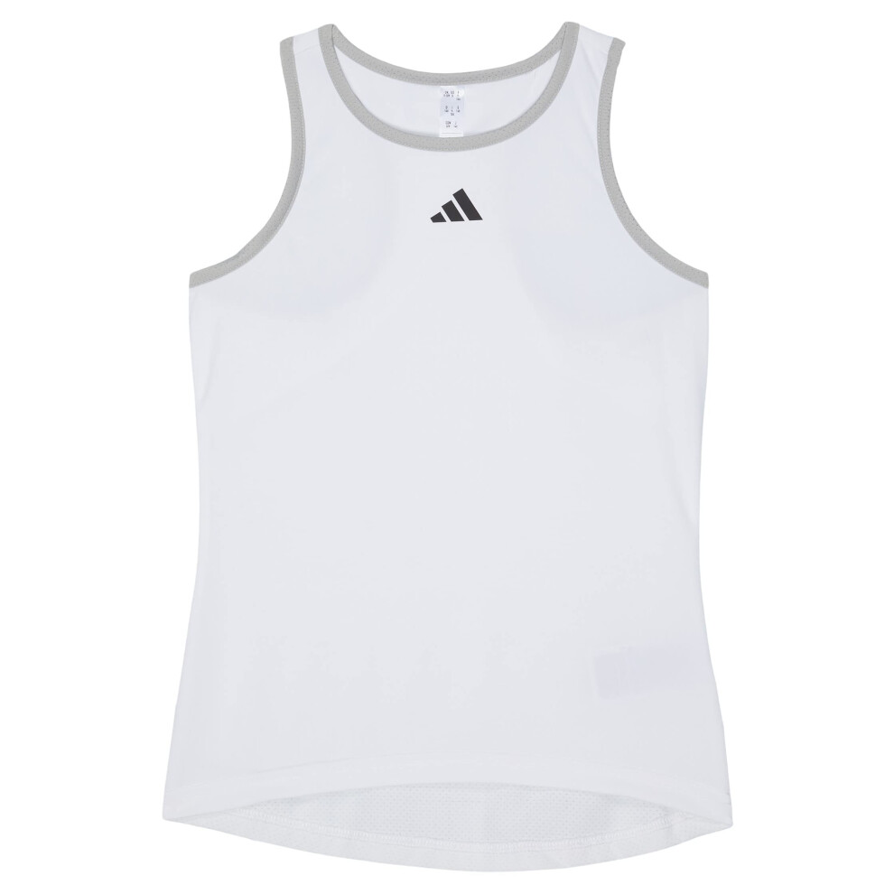 adidas Girls' Club Tank Top  White  Medium