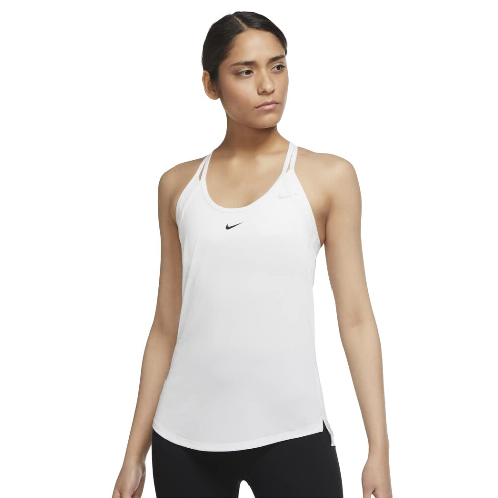 Nike Women's Dri-FIT One Standard Fit Tank  White/Black  Large