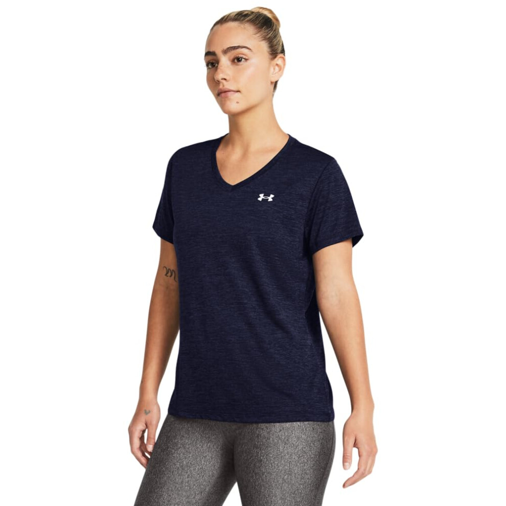 Under Armour Womens Tech Twist Short Sleeve V Neck (410) Midnight Nav