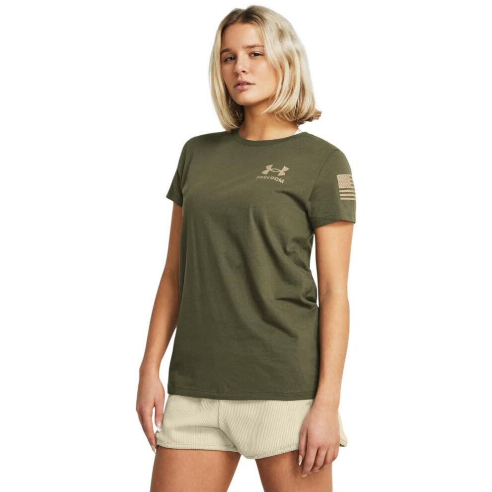 Under Armour Womens New Freedom Banner T-Shirt  (393) Marine OD Green