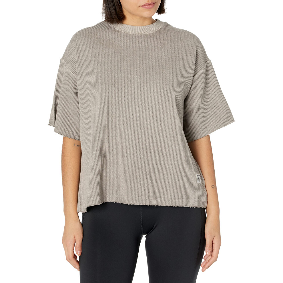 Reebok Women's Standard Tee  Boulder Grey/Natural Dye  Medium